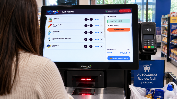 Autocobro de WirchiPOS: el cliente paga solo en pantalla táctil